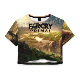 Женская футболка 3D укороченная с принтом Far Cry Primal 8 в Курске, 100% полиэстер | круглая горловина, длина футболки до линии талии, рукава с отворотами | far cry | far cry primal | компьютерные игры | первобытные | фар край праймал | фаркрай