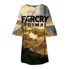 Детское платье 3D с принтом Far Cry Primal 8 в Курске, 100% полиэстер | прямой силуэт, чуть расширенный к низу. Круглая горловина, на рукавах — воланы | far cry | far cry primal | компьютерные игры | первобытные | фар край праймал | фаркрай
