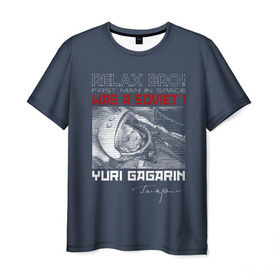 Мужская футболка 3D с принтом Гагарин в Курске, 100% полиэфир | прямой крой, круглый вырез горловины, длина до линии бедер | 