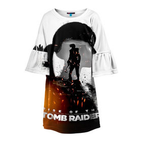 Детское платье 3D с принтом Rise of the Tomb Raider 1 в Курске, 100% полиэстер | прямой силуэт, чуть расширенный к низу. Круглая горловина, на рукавах — воланы | rise of the tomb raider | tomb raider | восхождение расхитительницы гробниц | расхитительница гробниц