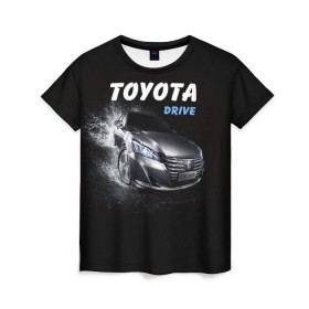 Женская футболка 3D с принтом Toyota Drive в Курске, 100% полиэфир ( синтетическое хлопкоподобное полотно) | прямой крой, круглый вырез горловины, длина до линии бедер | crown | toyota | авто | автомобиль | краун | машина | тачка | тойота