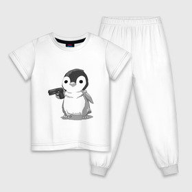Детская пижама хлопок с принтом пингвин в Курске, 100% хлопок |  брюки и футболка прямого кроя, без карманов, на брюках мягкая резинка на поясе и по низу штанин
 | gun | penguin | shotgun | tmblr | tumbler | пингвин | пистолет