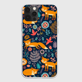 Чехол для iPhone 12 Pro с принтом Лисички паттерн в Курске, силикон | область печати: задняя сторона чехла, без боковых панелей | fox | животные | лиса | лисичка | лисы | осень | рыжая | фыр фыр | цветы