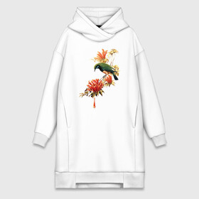 Платье-худи хлопок с принтом экзотическая птица в Курске,  |  | весна | девушкам | птицы | цветы