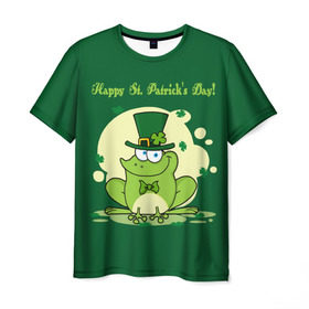 Мужская футболка 3D с принтом Ирландия в Курске, 100% полиэфир | прямой крой, круглый вырез горловины, длина до линии бедер | clover | frog | green | happy st. patricks day | ireland | irish | moon | день святого патрика | зелёная | ирландец | ирландия | клевер | луна | лягушка | счастливый | шляпа