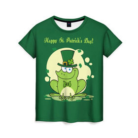 Женская футболка 3D с принтом Ирландия в Курске, 100% полиэфир ( синтетическое хлопкоподобное полотно) | прямой крой, круглый вырез горловины, длина до линии бедер | clover | frog | green | happy st. patricks day | ireland | irish | moon | день святого патрика | зелёная | ирландец | ирландия | клевер | луна | лягушка | счастливый | шляпа
