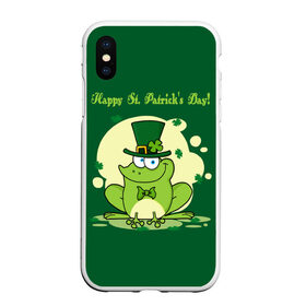 Чехол для iPhone XS Max матовый с принтом Ирландия в Курске, Силикон | Область печати: задняя сторона чехла, без боковых панелей | clover | frog | green | happy st. patricks day | ireland | irish | moon | день святого патрика | зелёная | ирландец | ирландия | клевер | луна | лягушка | счастливый | шляпа