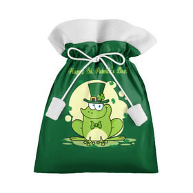Подарочный 3D мешок с принтом Ирландия в Курске, 100% полиэстер | Размер: 29*39 см | Тематика изображения на принте: clover | frog | green | happy st. patricks day | ireland | irish | moon | день святого патрика | зелёная | ирландец | ирландия | клевер | луна | лягушка | счастливый | шляпа