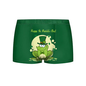 Мужские трусы 3D с принтом Ирландия в Курске, 50% хлопок, 50% полиэстер | классическая посадка, на поясе мягкая тканевая резинка | clover | frog | green | happy st. patricks day | ireland | irish | moon | день святого патрика | зелёная | ирландец | ирландия | клевер | луна | лягушка | счастливый | шляпа