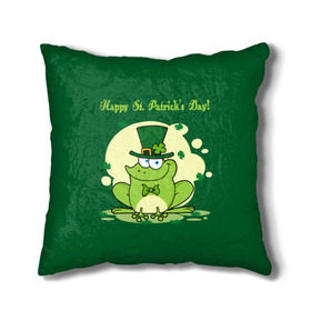 Подушка 3D с принтом Ирландия в Курске, наволочка – 100% полиэстер, наполнитель – холлофайбер (легкий наполнитель, не вызывает аллергию). | состоит из подушки и наволочки. Наволочка на молнии, легко снимается для стирки | clover | frog | green | happy st. patricks day | ireland | irish | moon | день святого патрика | зелёная | ирландец | ирландия | клевер | луна | лягушка | счастливый | шляпа