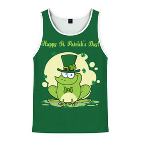 Мужская майка 3D с принтом Ирландия в Курске, 100% полиэстер | круглая горловина, приталенный силуэт, длина до линии бедра. Пройма и горловина окантованы тонкой бейкой | Тематика изображения на принте: clover | frog | green | happy st. patricks day | ireland | irish | moon | день святого патрика | зелёная | ирландец | ирландия | клевер | луна | лягушка | счастливый | шляпа