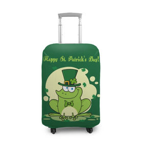 Чехол для чемодана 3D с принтом Ирландия в Курске, 86% полиэфир, 14% спандекс | двустороннее нанесение принта, прорези для ручек и колес | clover | frog | green | happy st. patricks day | ireland | irish | moon | день святого патрика | зелёная | ирландец | ирландия | клевер | луна | лягушка | счастливый | шляпа