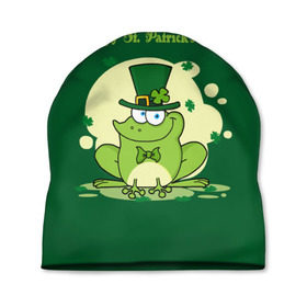 Шапка 3D с принтом Ирландия в Курске, 100% полиэстер | универсальный размер, печать по всей поверхности изделия | Тематика изображения на принте: clover | frog | green | happy st. patricks day | ireland | irish | moon | день святого патрика | зелёная | ирландец | ирландия | клевер | луна | лягушка | счастливый | шляпа