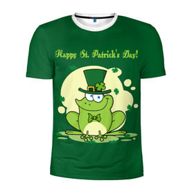 Мужская футболка 3D спортивная с принтом Ирландия в Курске, 100% полиэстер с улучшенными характеристиками | приталенный силуэт, круглая горловина, широкие плечи, сужается к линии бедра | Тематика изображения на принте: clover | frog | green | happy st. patricks day | ireland | irish | moon | день святого патрика | зелёная | ирландец | ирландия | клевер | луна | лягушка | счастливый | шляпа