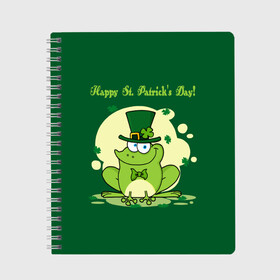 Тетрадь с принтом Ирландия в Курске, 100% бумага | 48 листов, плотность листов — 60 г/м2, плотность картонной обложки — 250 г/м2. Листы скреплены сбоку удобной пружинной спиралью. Уголки страниц и обложки скругленные. Цвет линий — светло-серый
 | clover | frog | green | happy st. patricks day | ireland | irish | moon | день святого патрика | зелёная | ирландец | ирландия | клевер | луна | лягушка | счастливый | шляпа