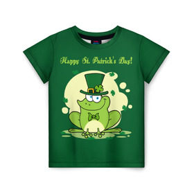 Детская футболка 3D с принтом Ирландия в Курске, 100% гипоаллергенный полиэфир | прямой крой, круглый вырез горловины, длина до линии бедер, чуть спущенное плечо, ткань немного тянется | clover | frog | green | happy st. patricks day | ireland | irish | moon | день святого патрика | зелёная | ирландец | ирландия | клевер | луна | лягушка | счастливый | шляпа