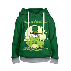 Детская толстовка 3D с принтом Ирландия в Курске, 100% полиэстер | двухслойный капюшон со шнурком для регулировки, мягкие манжеты на рукавах и по низу толстовки, спереди карман-кенгуру с мягким внутренним слоем | clover | frog | green | happy st. patricks day | ireland | irish | moon | день святого патрика | зелёная | ирландец | ирландия | клевер | луна | лягушка | счастливый | шляпа