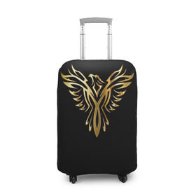 Чехол для чемодана 3D с принтом Gold Phoenix в Курске, 86% полиэфир, 14% спандекс | двустороннее нанесение принта, прорези для ручек и колес | злато | золото | клюв | крылья | металл | орёл | птица | феникс