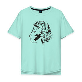 Мужская футболка хлопок Oversize с принтом Пушкин в Курске, 100% хлопок | свободный крой, круглый ворот, “спинка” длиннее передней части | автопортрет | литература | поэт | пушкин | сказка | словесность | стихи