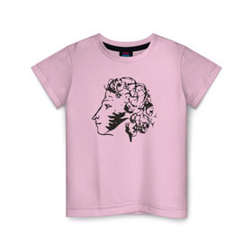 Детская футболка хлопок с принтом Пушкин в Курске, 100% хлопок | круглый вырез горловины, полуприлегающий силуэт, длина до линии бедер | автопортрет | литература | поэт | пушкин | сказка | словесность | стихи