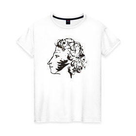Женская футболка хлопок с принтом Пушкин в Курске, 100% хлопок | прямой крой, круглый вырез горловины, длина до линии бедер, слегка спущенное плечо | автопортрет | литература | поэт | пушкин | сказка | словесность | стихи