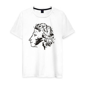 Мужская футболка хлопок с принтом Пушкин в Курске, 100% хлопок | прямой крой, круглый вырез горловины, длина до линии бедер, слегка спущенное плечо. | автопортрет | литература | поэт | пушкин | сказка | словесность | стихи
