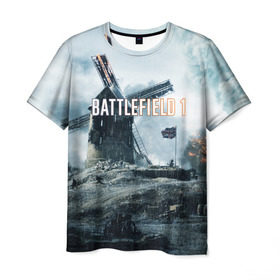 Мужская футболка 3D с принтом Battlefield 1 в Курске, 100% полиэфир | прямой крой, круглый вырез горловины, длина до линии бедер | Тематика изображения на принте: батла | батлфилд