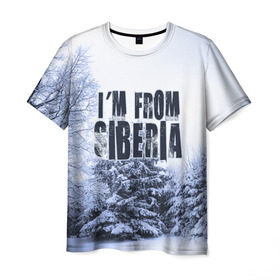 Мужская футболка 3D с принтом Я из Сибири в Курске, 100% полиэфир | прямой крой, круглый вырез горловины, длина до линии бедер | siberia | зима | россия | сибирь | снег | холод