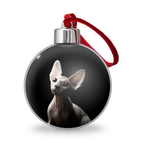 Ёлочный шар с принтом Сфинкс в Курске, Пластик | Диаметр: 77 мм | black | cat | взгляд | кот | котик | котэ | кошка | сфинкс | уши | черный