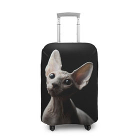 Чехол для чемодана 3D с принтом Сфинкс в Курске, 86% полиэфир, 14% спандекс | двустороннее нанесение принта, прорези для ручек и колес | black | cat | взгляд | кот | котик | котэ | кошка | сфинкс | уши | черный
