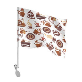 Флаг для автомобиля с принтом Coffee в Курске, 100% полиэстер | Размер: 30*21 см | кофе | паттерн