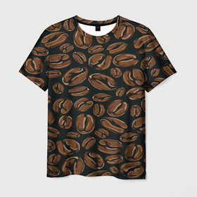 Мужская футболка 3D с принтом Арабика в Курске, 100% полиэфир | прямой крой, круглый вырез горловины, длина до линии бедер | beens | coffee | pattern | бобы | зерна | кофе | паттерн