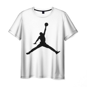 Мужская футболка 3D с принтом Michael Jordan в Курске, 100% полиэфир | прямой крой, круглый вырез горловины, длина до линии бедер | логотип майкл джордан