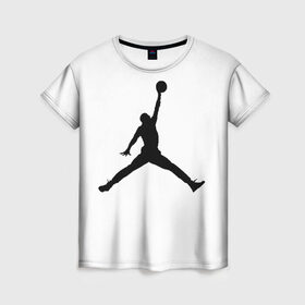 Женская футболка 3D с принтом Michael Jordan в Курске, 100% полиэфир ( синтетическое хлопкоподобное полотно) | прямой крой, круглый вырез горловины, длина до линии бедер | логотип майкл джордан