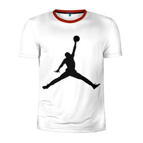 Мужская футболка 3D спортивная с принтом Michael Jordan в Курске, 100% полиэстер с улучшенными характеристиками | приталенный силуэт, круглая горловина, широкие плечи, сужается к линии бедра | логотип майкл джордан