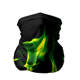 Бандана-труба 3D с принтом Зелёный огонь в Курске, 100% полиэстер, ткань с особыми свойствами — Activecool | плотность 150‒180 г/м2; хорошо тянется, но сохраняет форму | Тематика изображения на принте: пламя | черный | яркий
