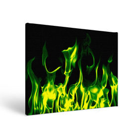Холст прямоугольный с принтом Зелёный огонь в Курске, 100% ПВХ |  | Тематика изображения на принте: пламя | черный | яркий