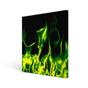 Холст квадратный с принтом Зелёный огонь в Курске, 100% ПВХ |  | Тематика изображения на принте: пламя | черный | яркий