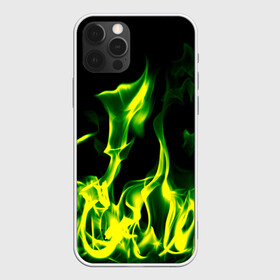 Чехол для iPhone 12 Pro Max с принтом Зелёный огонь в Курске, Силикон |  | пламя | черный | яркий