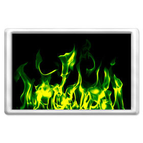 Магнит 45*70 с принтом Зелёный огонь в Курске, Пластик | Размер: 78*52 мм; Размер печати: 70*45 | Тематика изображения на принте: пламя | черный | яркий