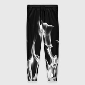 Женские брюки 3D с принтом Огонь в Курске, полиэстер 100% | прямой крой, два кармана без застежек по бокам, с мягкой трикотажной резинкой на поясе и по низу штанин. В поясе для дополнительного комфорта — широкие завязки | монохромный | пламя