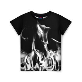 Детская футболка 3D с принтом Огонь в Курске, 100% гипоаллергенный полиэфир | прямой крой, круглый вырез горловины, длина до линии бедер, чуть спущенное плечо, ткань немного тянется | монохромный | пламя