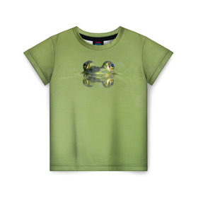 Детская футболка 3D с принтом Лягушка в Курске, 100% гипоаллергенный полиэфир | прямой крой, круглый вырез горловины, длина до линии бедер, чуть спущенное плечо, ткань немного тянется | Тематика изображения на принте: болото | жаба | животные | лягушка