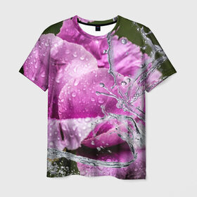 Мужская футболка 3D с принтом Душа цветов в Курске, 100% полиэфир | прямой крой, круглый вырез горловины, длина до линии бедер | Тематика изображения на принте: бабочка | букет | вода | девушки | душа | красота | прелесть | роза | розы | цветы