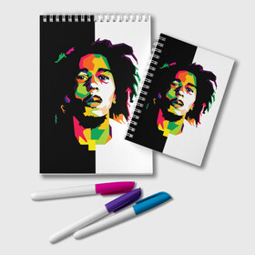 Блокнот с принтом Bob Marley в Курске, 100% бумага | 48 листов, плотность листов — 60 г/м2, плотность картонной обложки — 250 г/м2. Листы скреплены удобной пружинной спиралью. Цвет линий — светло-серый
 | боб марли | поп арт