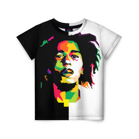 Детская футболка 3D с принтом Bob Marley в Курске, 100% гипоаллергенный полиэфир | прямой крой, круглый вырез горловины, длина до линии бедер, чуть спущенное плечо, ткань немного тянется | Тематика изображения на принте: боб марли | поп арт