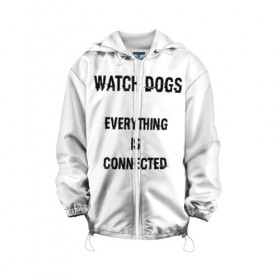 Детская куртка 3D с принтом Watch Dogs в Курске, 100% полиэстер | застежка — молния, подол и капюшон оформлены резинкой с фиксаторами, по бокам — два кармана без застежек, один потайной карман на груди, плотность верхнего слоя — 90 г/м2; плотность флисового подклада — 260 г/м2 | Тематика изображения на принте: 