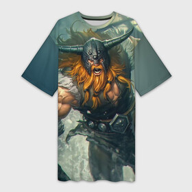 Платье-футболка 3D с принтом Olaf в Курске,  |  | league of legends | lol | olaf | viking | викинг | лига легенд | лол | олаф