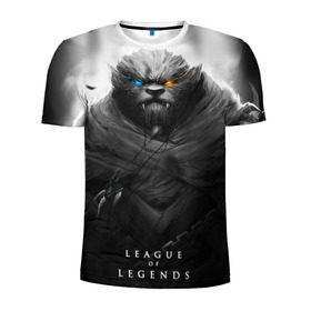 Мужская футболка 3D спортивная с принтом Rengar LoL в Курске, 100% полиэстер с улучшенными характеристиками | приталенный силуэт, круглая горловина, широкие плечи, сужается к линии бедра | league of legends | lol | rengar | лига легенд | лол | ренгар | тигр