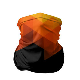 Бандана-труба 3D с принтом Trianse в Курске, 100% полиэстер, ткань с особыми свойствами — Activecool | плотность 150‒180 г/м2; хорошо тянется, но сохраняет форму | Тематика изображения на принте: оранжевый | полигон | треугольники | черный